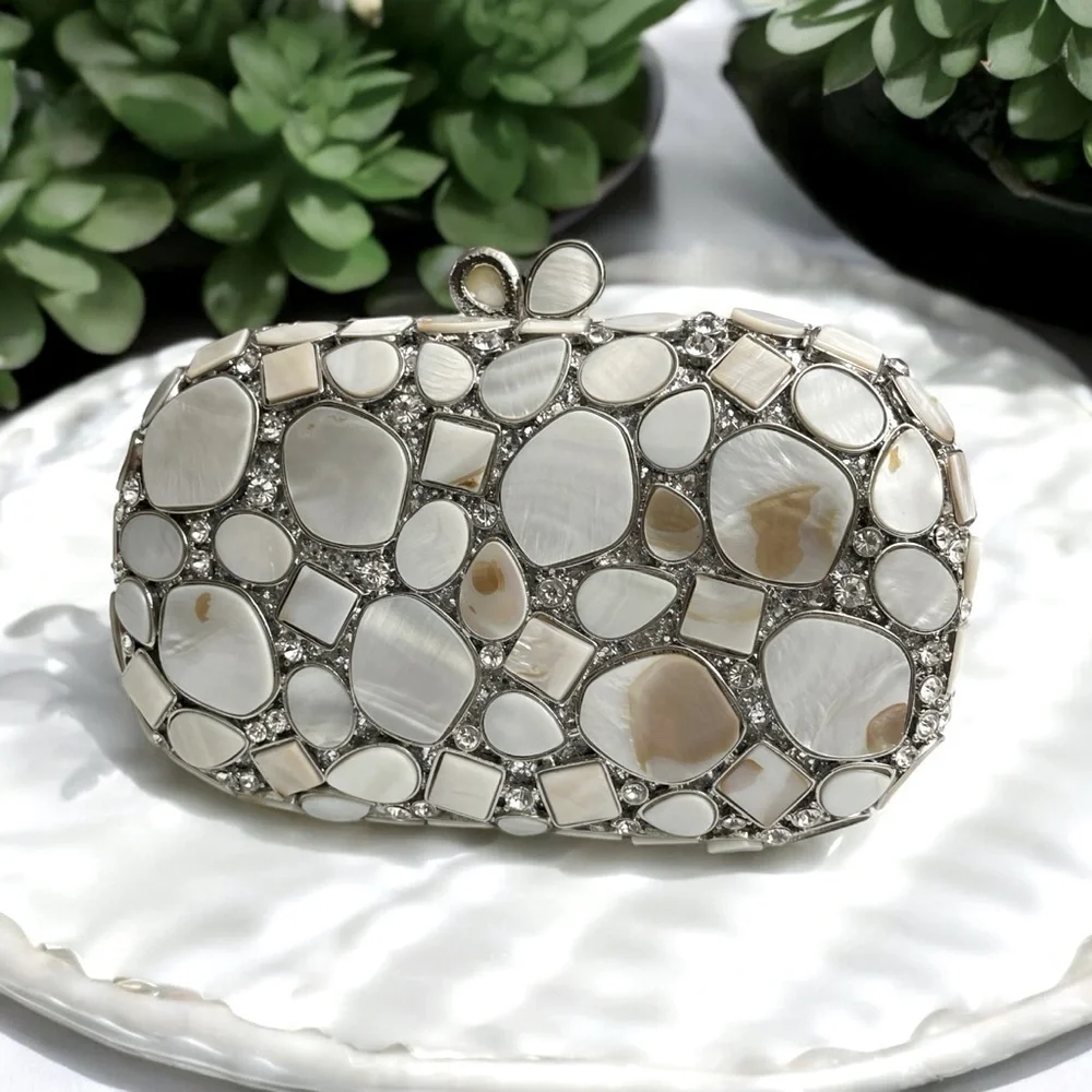 Boutique De FGG Synthetic Shell Evening Bags and Clutches Rhinestone
